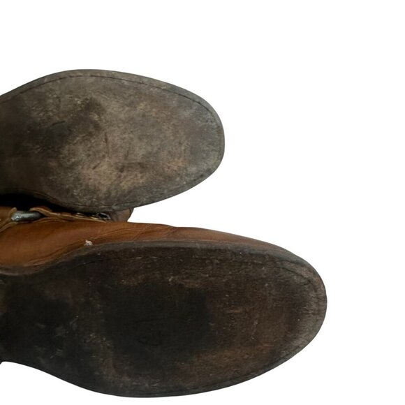 Frye Phillip Studded Harness Boots Booties Short Brown Leather Size 6.5 Women's - Picture 9 of 15